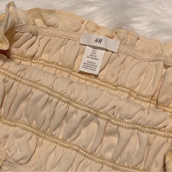 H&M Smocked Terry Tank Top Light Yellow - Picture 7 of 8